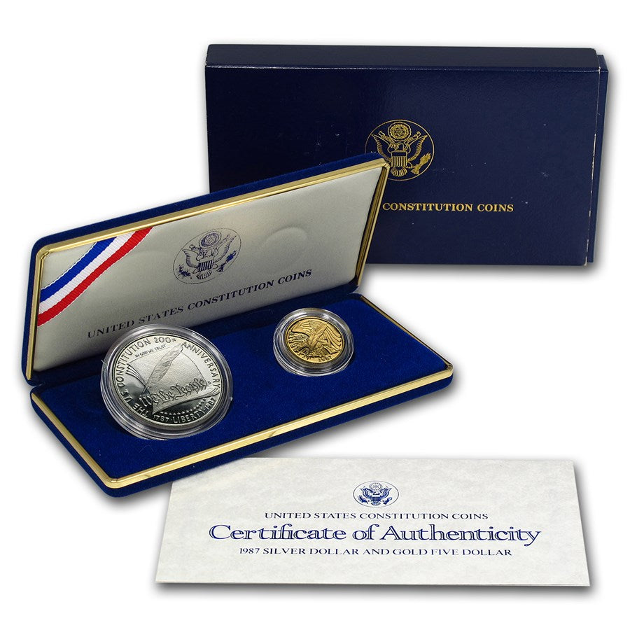 1987 Constitution 2 Coin Commemorative Proof Set (No Outer Sleeve)