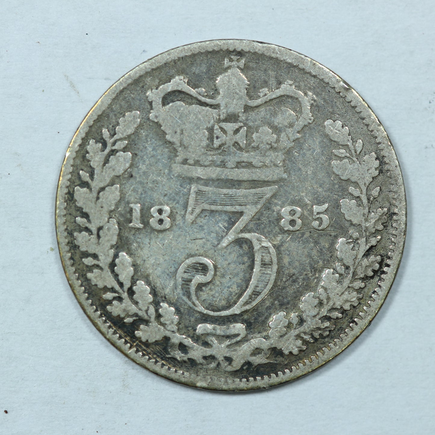 1885 Great Britain 3 Pence Threepence .925 Fine Silver