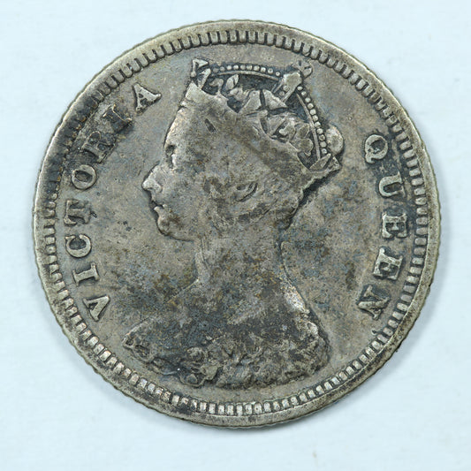 1890 Hong Kong 10 Cents Silver .800 Fine KM#6.3