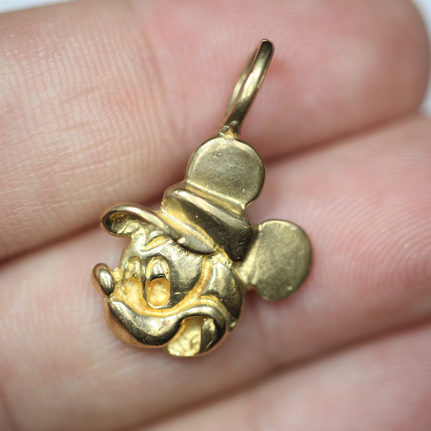 10k Yellow Gold Mickey Mouse Charm Pendant - 1 in
