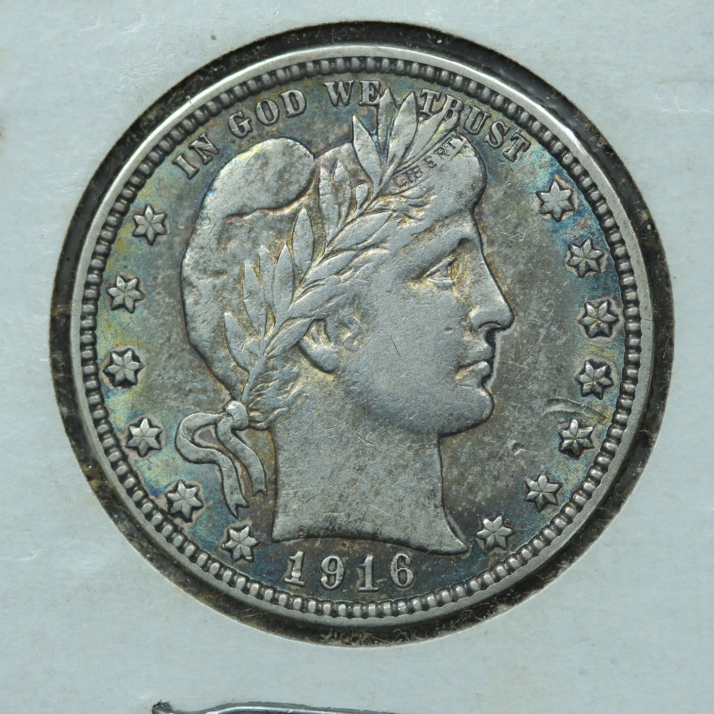 1916 (Philadelphia) Barber Silver Quarter 25c - Great Condition with Some Toning