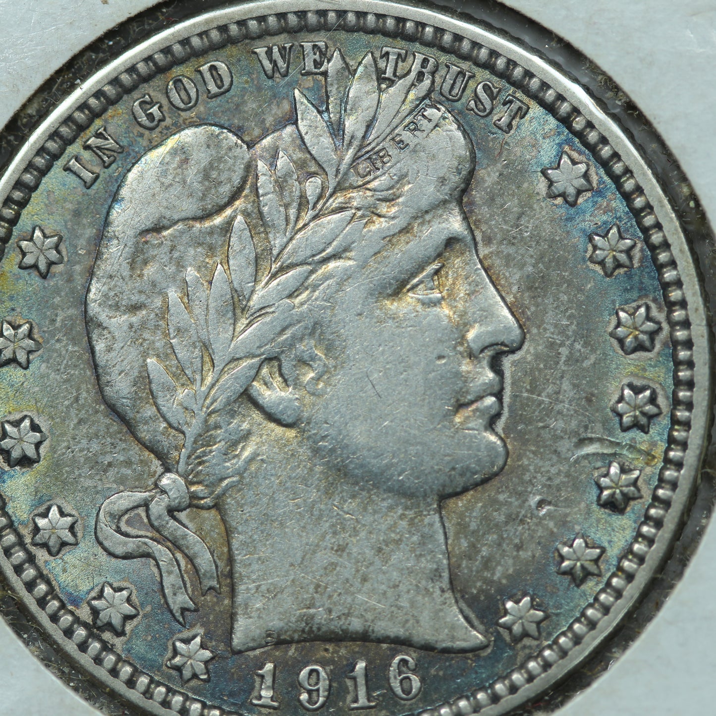 1916 (Philadelphia) Barber Silver Quarter 25c - Great Condition with Some Toning