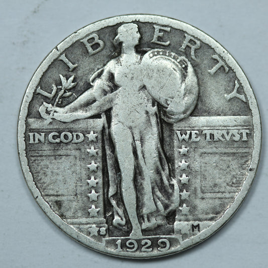 1929 S (San Francisco) Standing Liberty 90% Silver Quarter