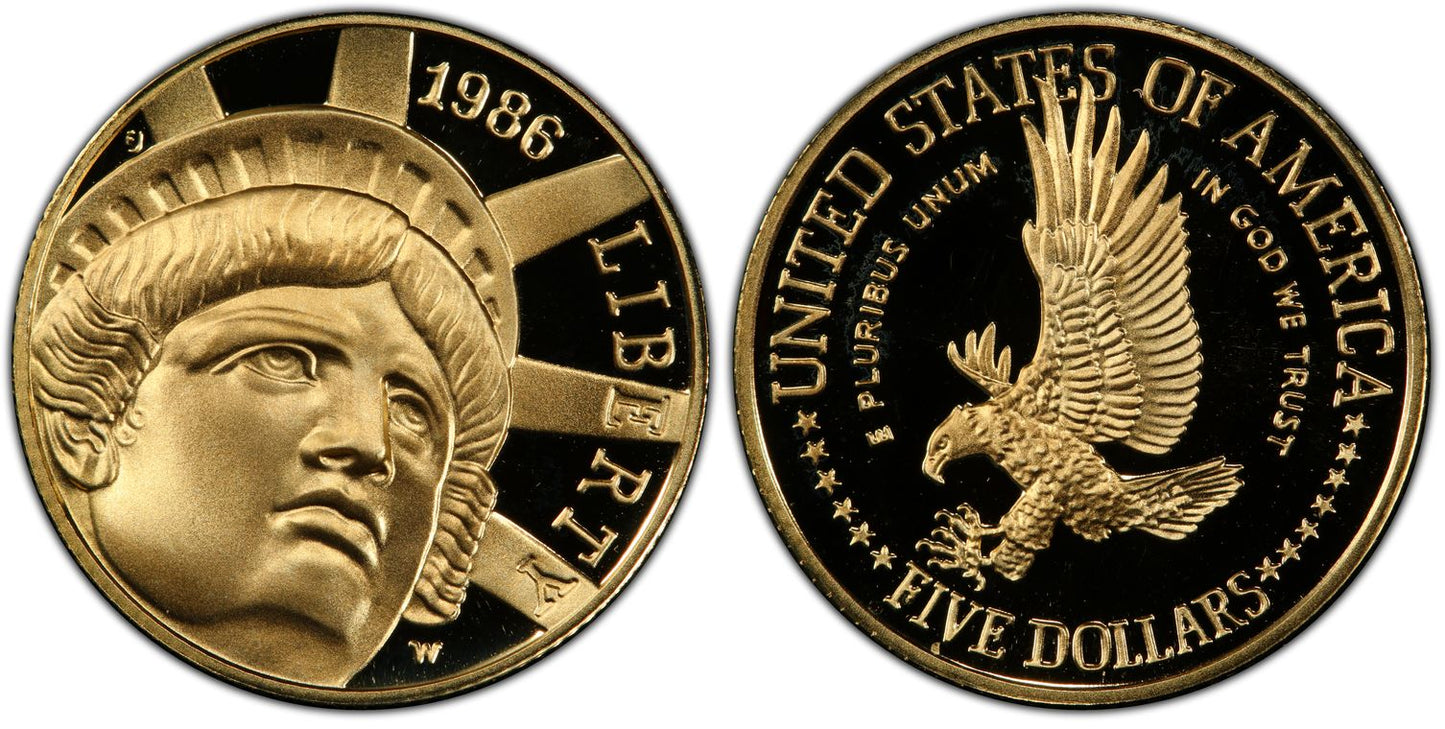 1986 Statue of Liberty $5 Gold Coin Commemorative Proof w/ OGP