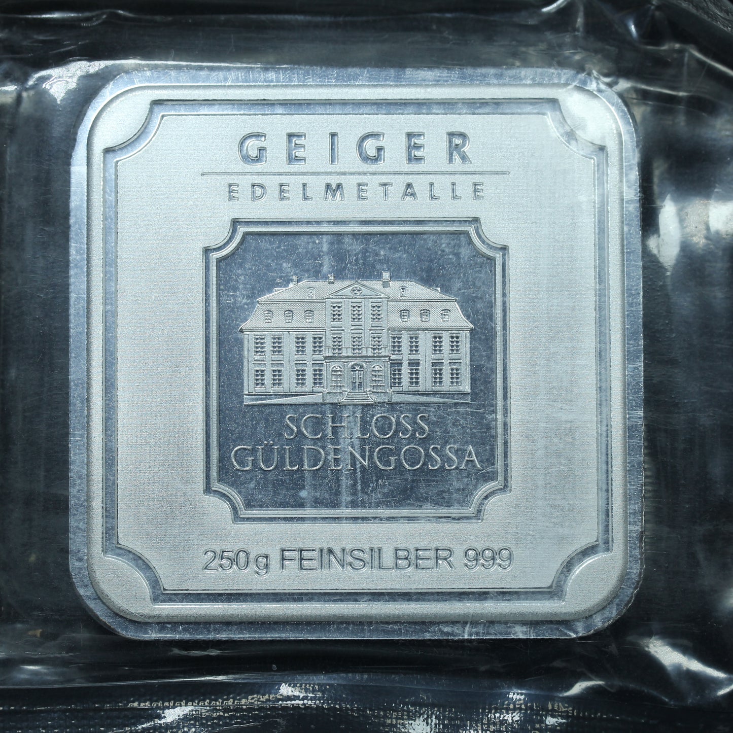 250 grams .999 Fine Silver Bar - Geiger Original Square Series Sealed
