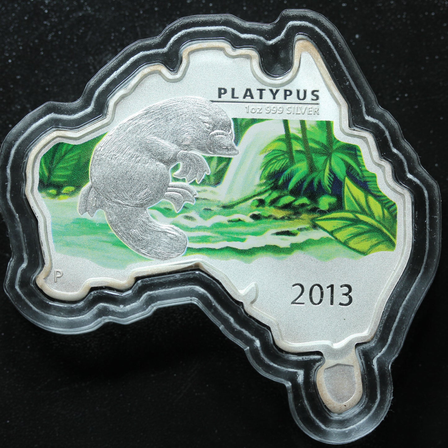 2013 Australian Map Shaped 1 oz Silver Platypus .999 Fine w/ COA & Box