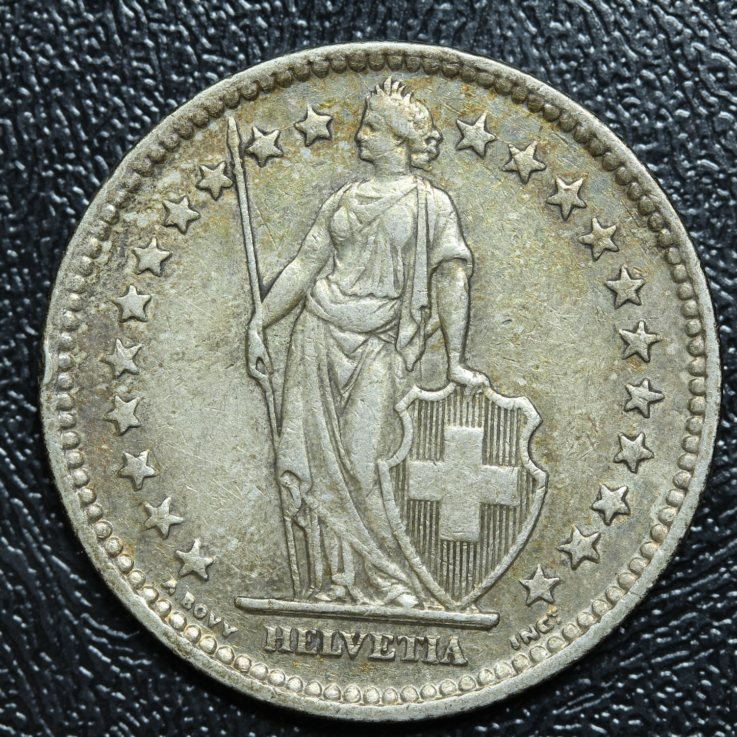 1945 B Switzerland 2 FRANC Silver KM#21