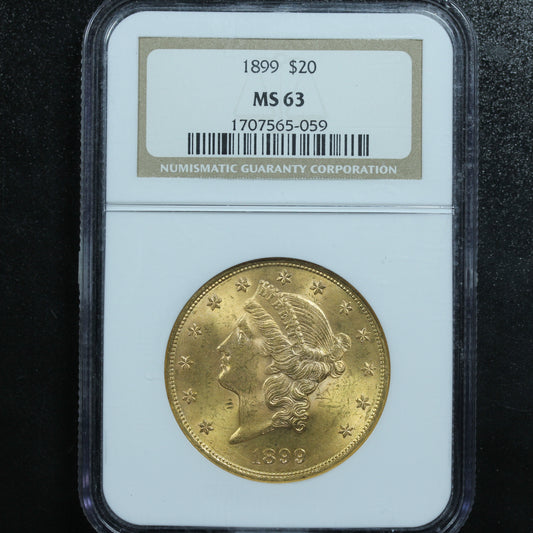 1899 US Gold $20 Liberty Head Double Eagle - NGC MS63