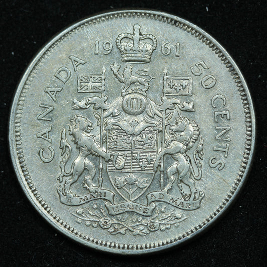 1961 Canada 50 Cents Silver Coin - Elizabeth II - KM #56