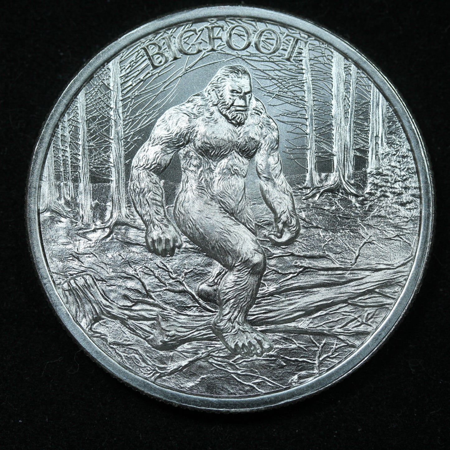 1 oz .999 Fine Silver Round - Intaglio Mint Bigfoot In Capsule