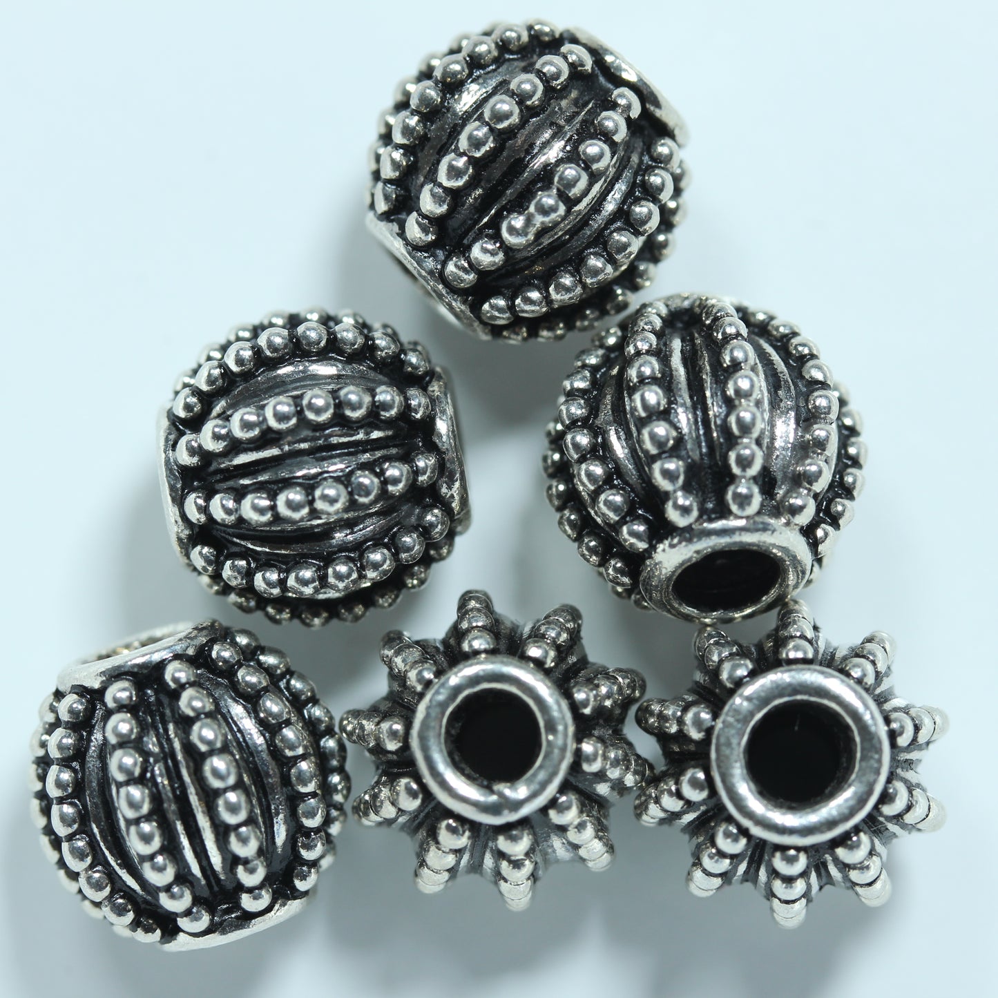 Sterling Silver 925 Bali Style Beads Round ~10mm - Lot of 6