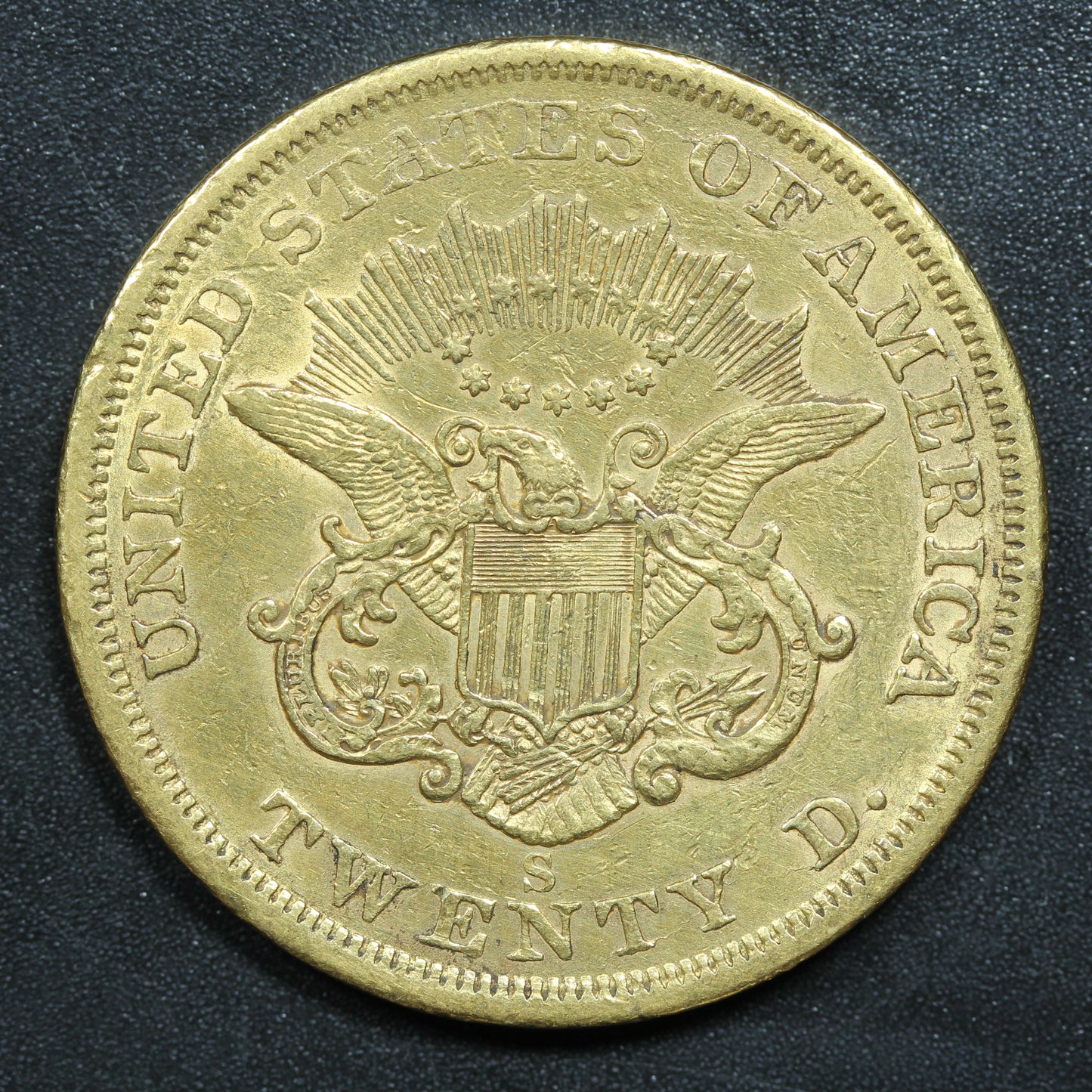 1861 S (San Francisco) $20 Gold Liberty Head Double Eagle Coin