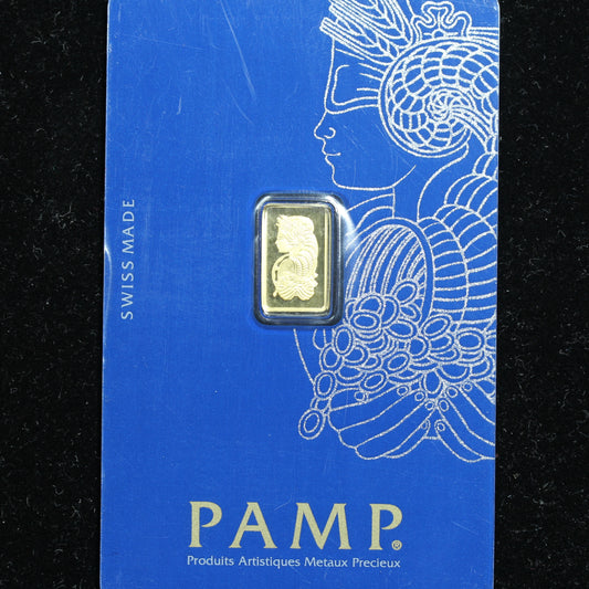 1 gram Gold Bar PAMP Suisse Lady Fortuna Veriscan .9999 Fine (In Assay)