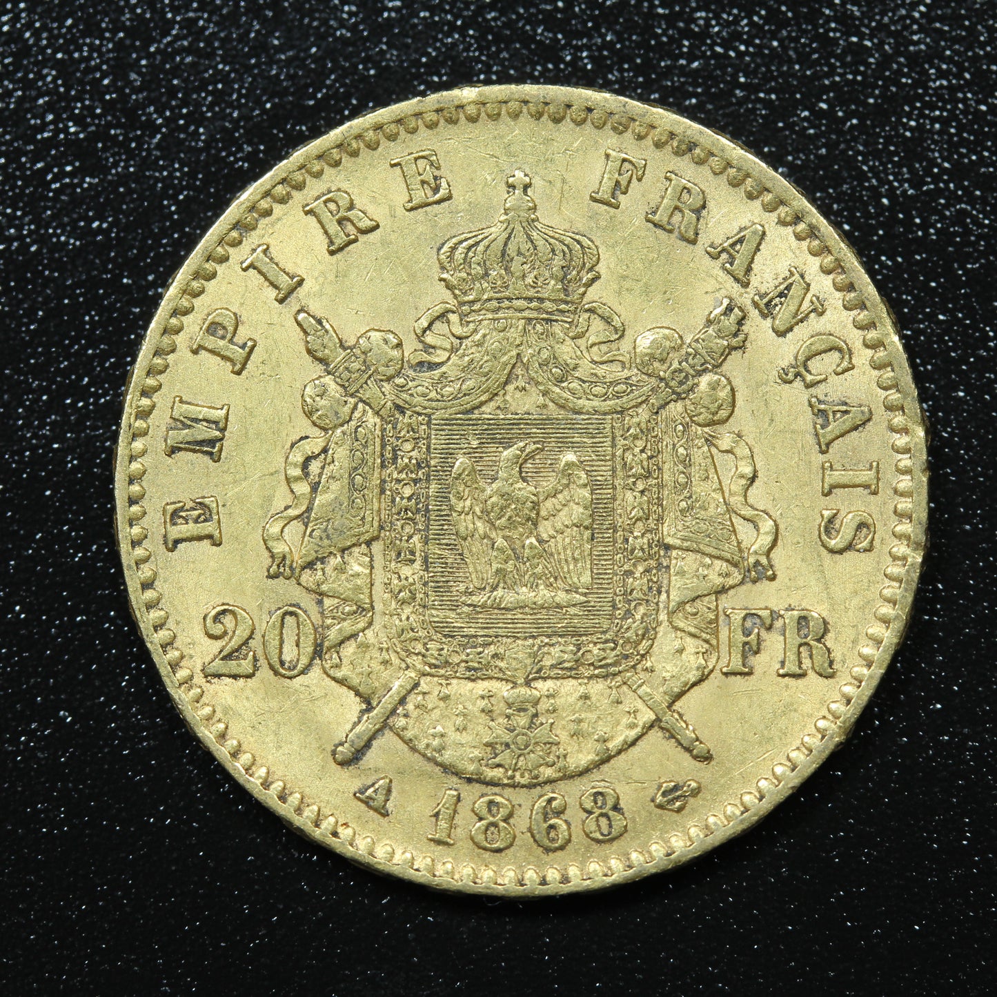 1868 A French Gold 20 Francs Napoleon III Paris