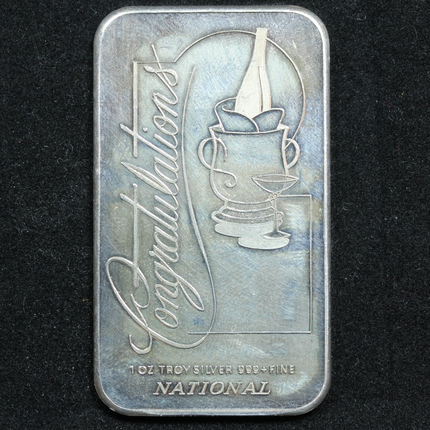 National Mint 1 Troy Oz .999 Fine Silver Ingot Bar - Congratulations