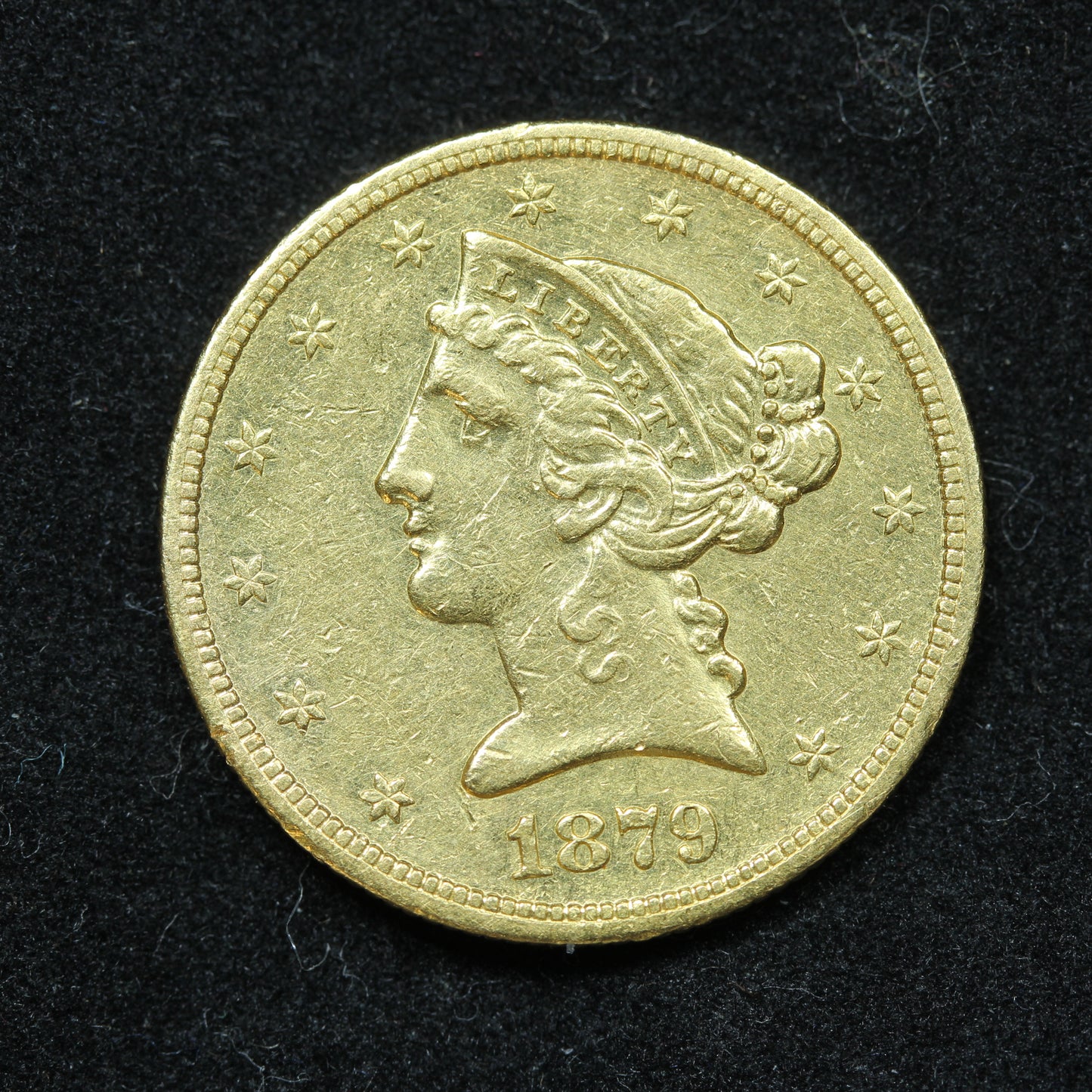 1879 S $5 Liberty Head US Gold Half Eagle Coin San Francisco