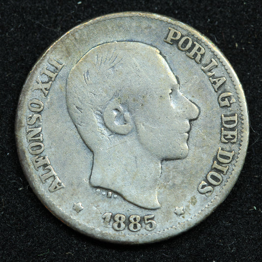 1885 10 Centimos Philippines Silver Coin - Alfonso XII - KM# 148