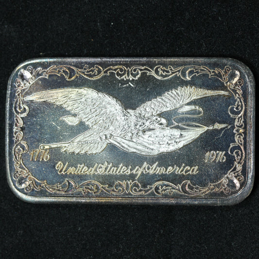 1 oz .999 Fine Silver Art Bar - 1776 1976 Bicentennial United States of America