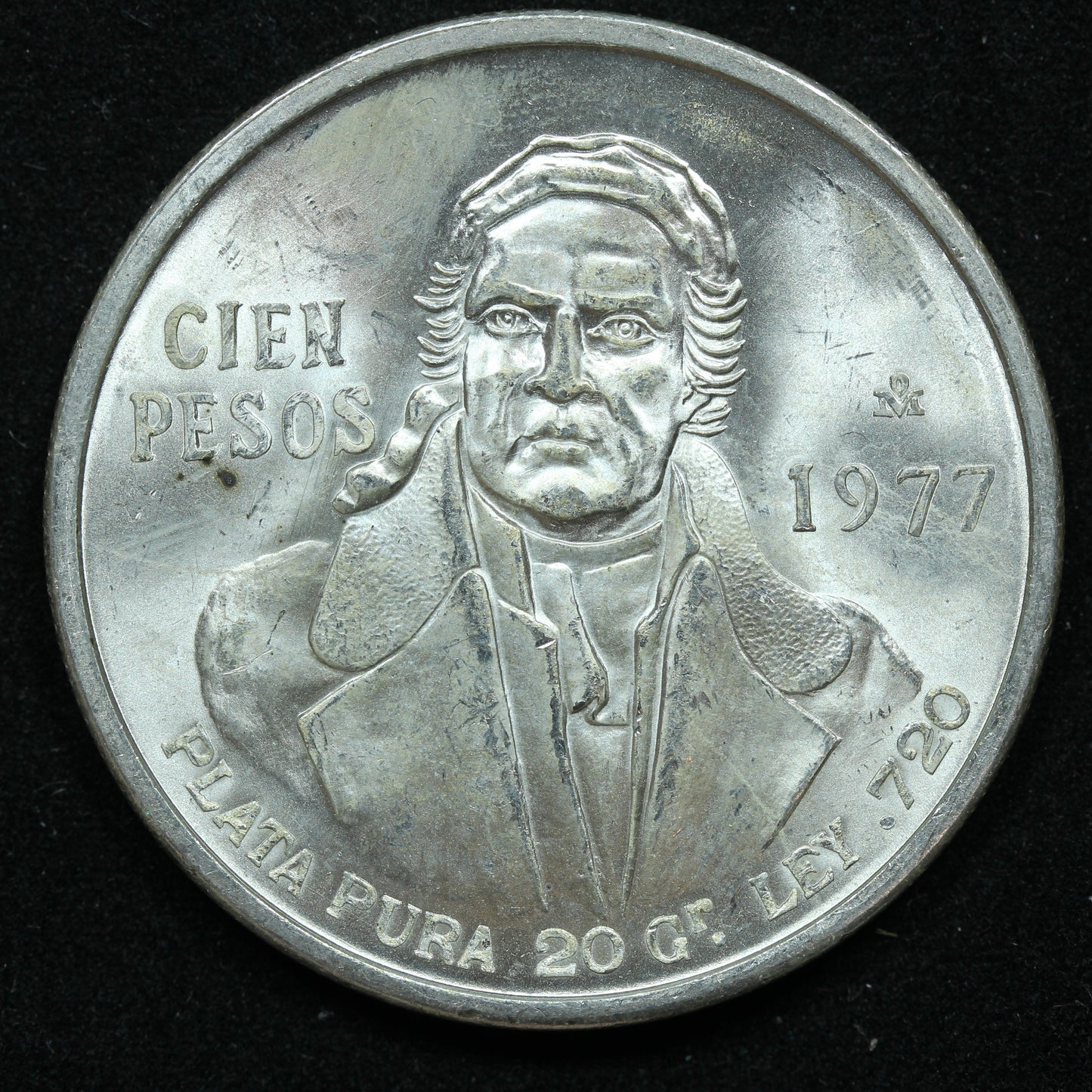 1977 Mexico 100 Cien Pesos Silver Coin (.720 purity, 0.6428 oz ASW)
