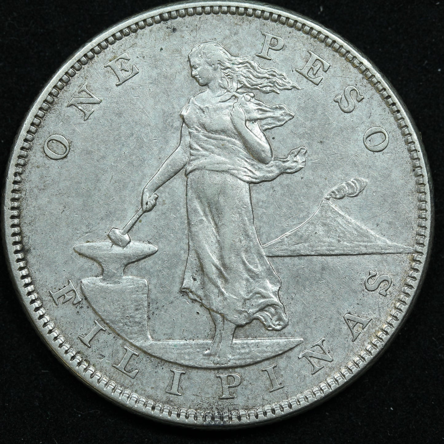 1904 S 1 One Peso Philippines Silver Coin - KM# 168