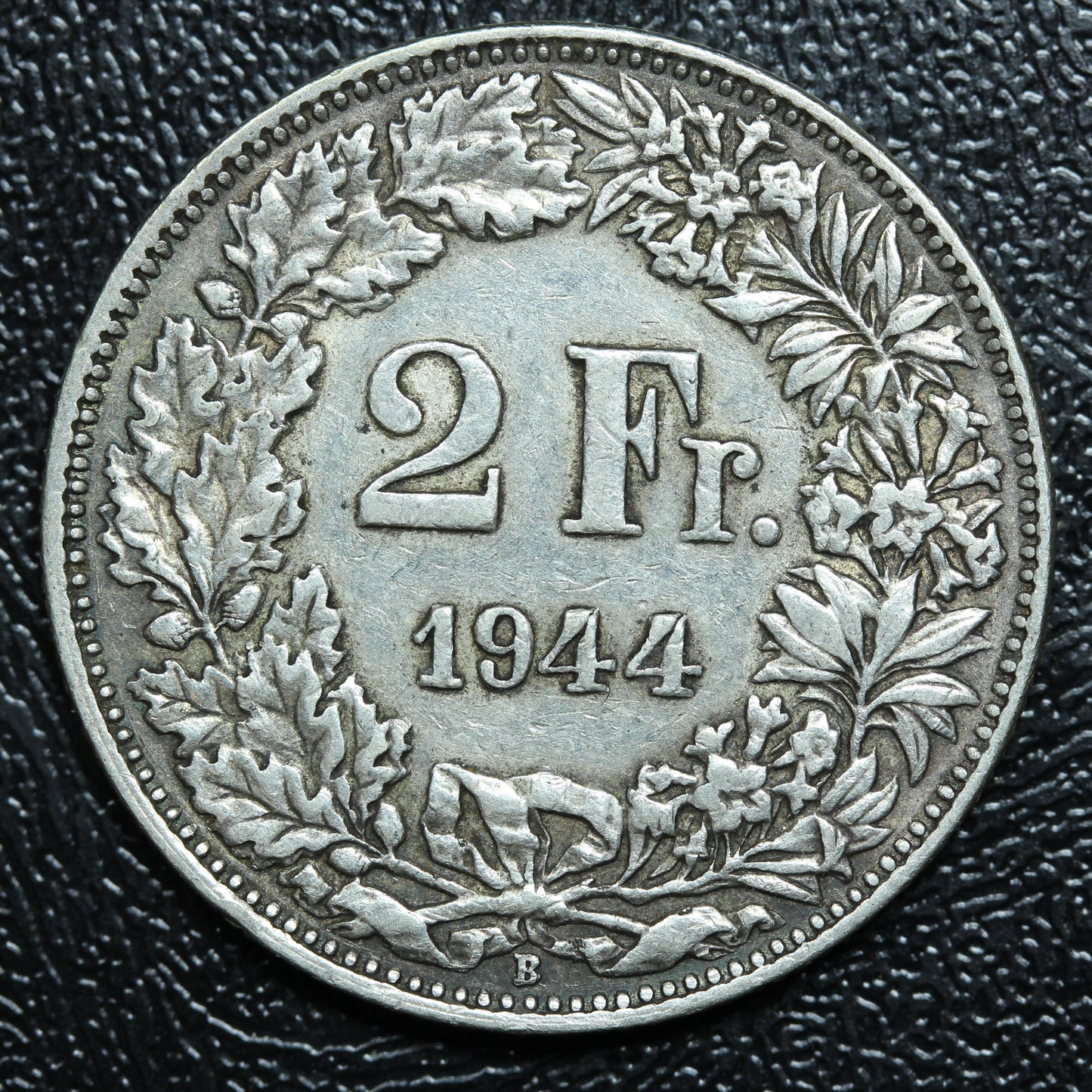 1944 B Switzerland 2 FRANC Silver KM#21