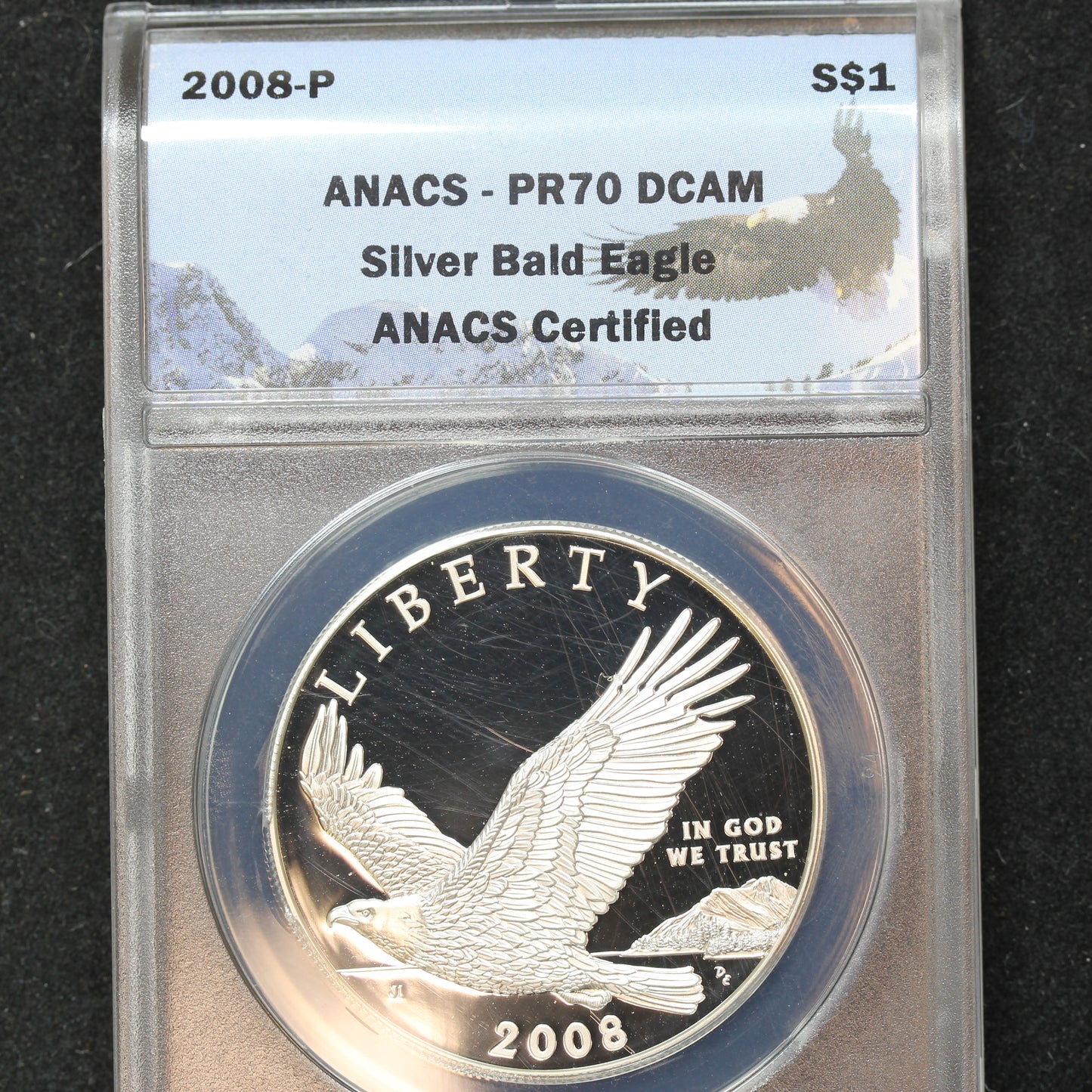 2008 P Proof Silver Bald Eagle $1 Silver Commem - ANACS PR70 DCAM