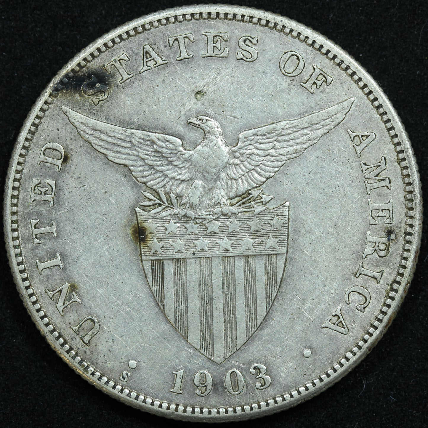 1903 S 1 One Peso Philippines Silver Coin - KM# 168