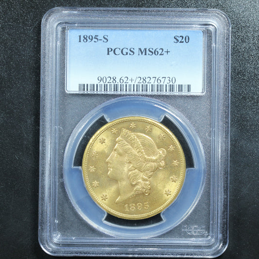 1895 S US Gold $20 Liberty Head Double Eagle - PCGS MS62+
