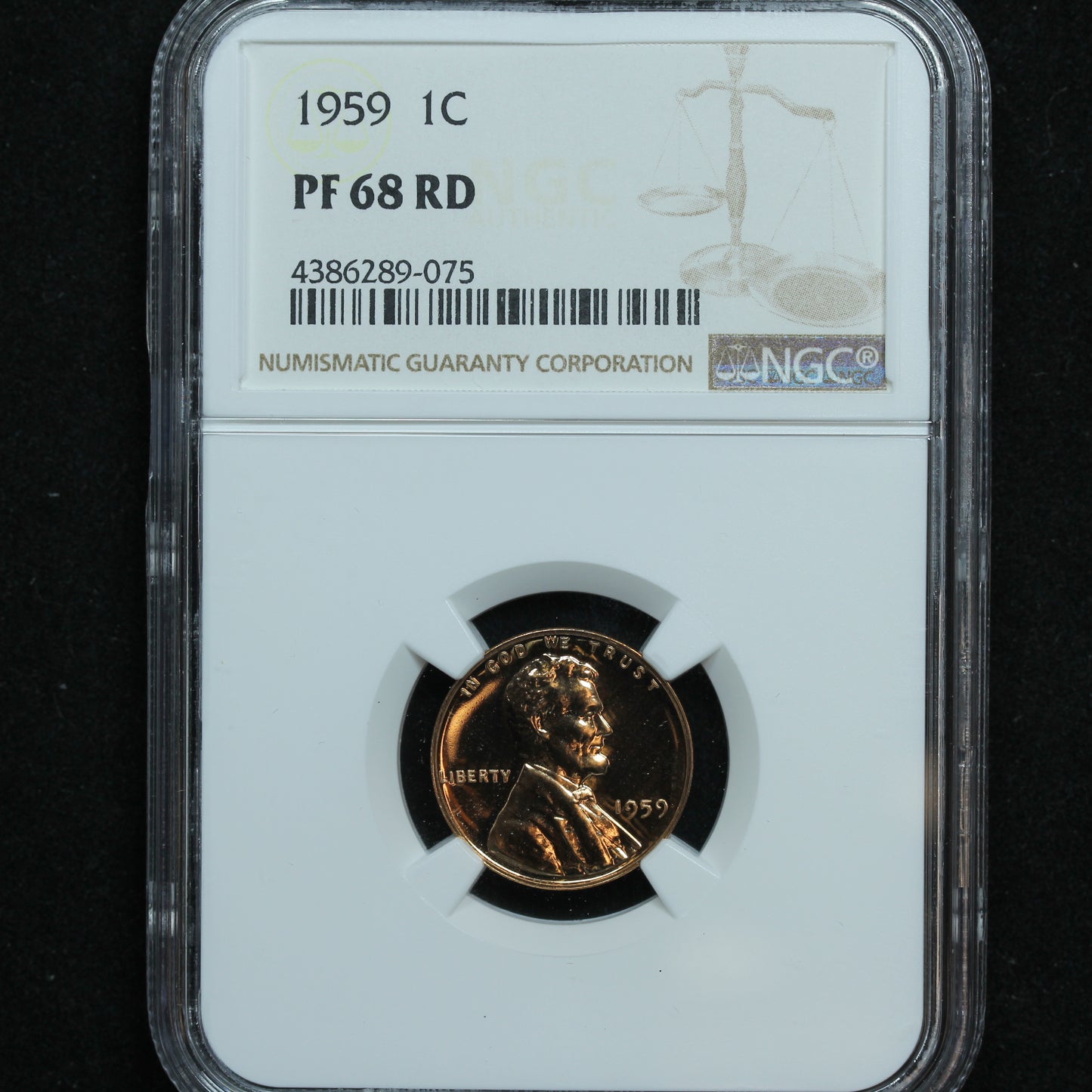 1959 1c Lincoln Cent Penny - NGC PF 68 RD Red