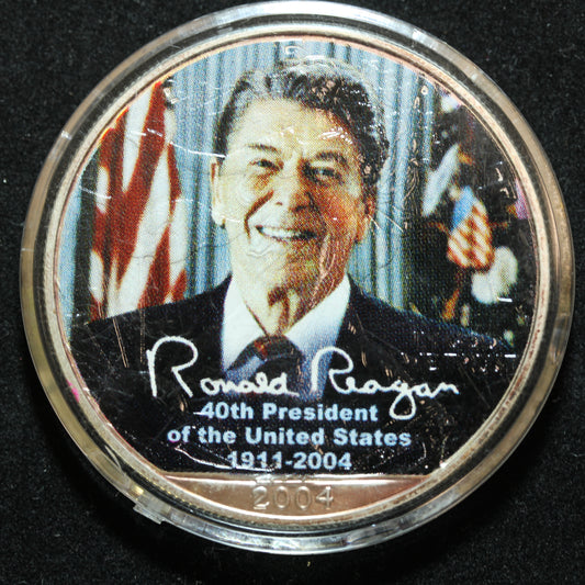 2004 American Silver Eagle $1 Bullion Coin .999 - Colorized Ronald Reagan w/ Capsule