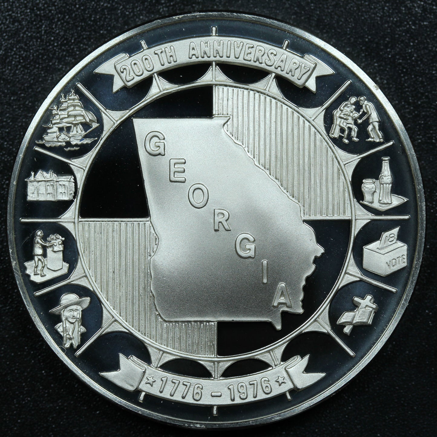 Franklin Mint 50 State Bicentennial Medal - GEORGIA Sterling Silver Proof w/ Capsule