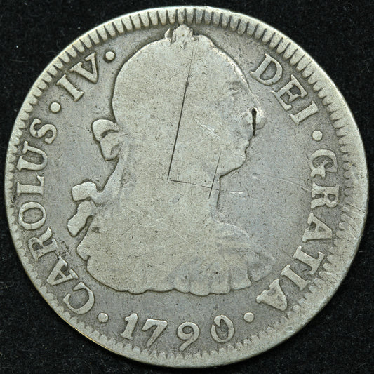 1790 2 Reales Mexico Silver Coin - Spanish Colony - KM# 89