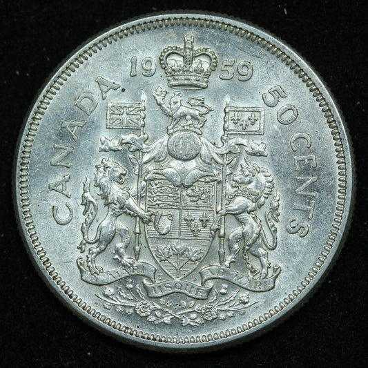 1959 Canada 50 Cents Silver Coin - Elizabeth II - KM #56