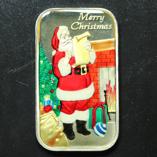 1 oz .999 Fine Silver - 2016 Christmas Santa Enamel Engravable