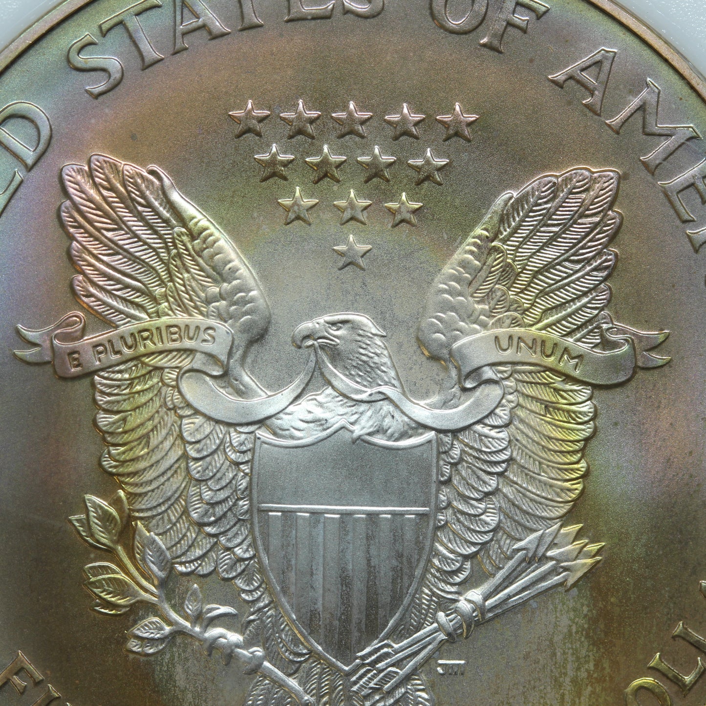 1998 American Silver Eagle Gorgeous Rainbow Toning in Holder
