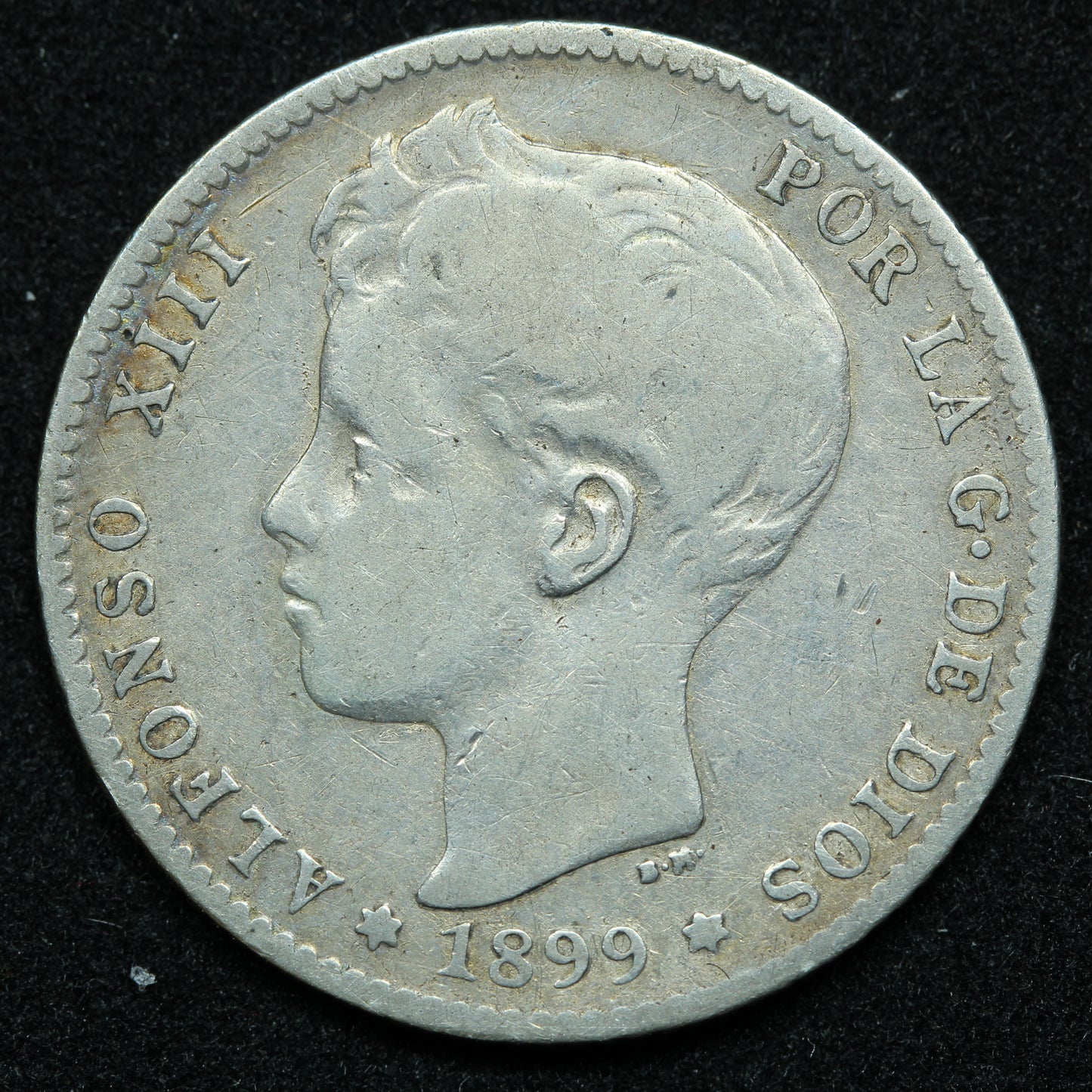 1899 Una Peseta Spain Silver Coin - ALFONSO XIII - KM# 706