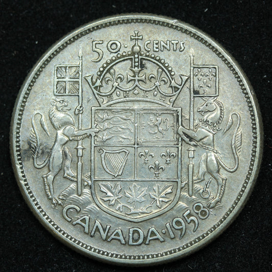 1958 Canada 50 Cents Silver Coin - Elizabeth II - KM #53