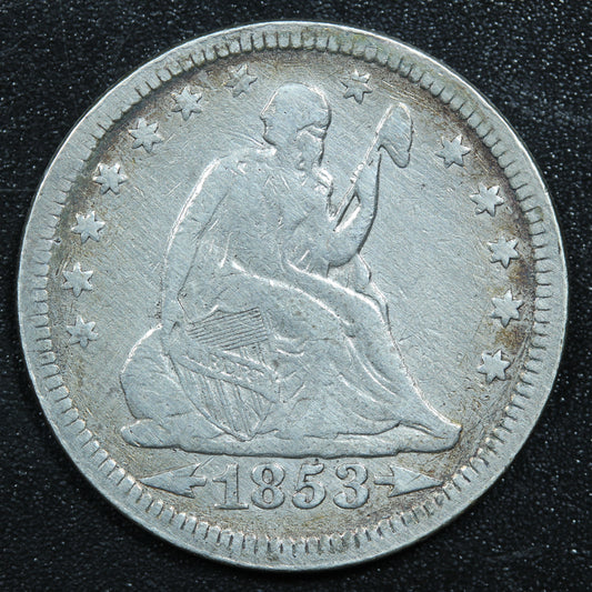 1853 Seated Liberty Silver Quarter Philadelphia