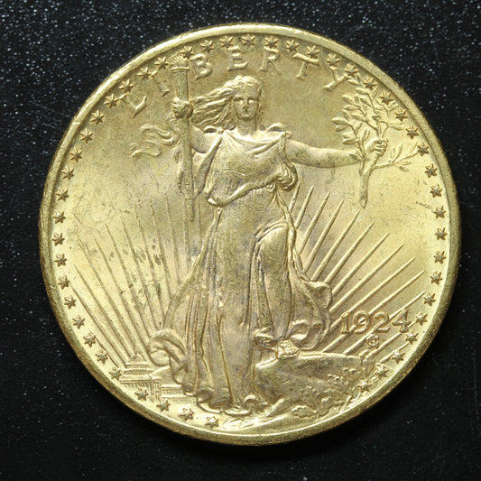 1924 (Philadelphia) $20 Saint-Gaudens US Gold Double Eagle Coin