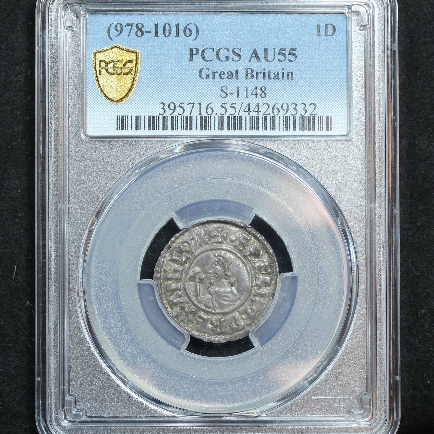 978-1016 Great Britain One Penny Silver Coin S-1148 Aethelred II - PCGS AU 55
