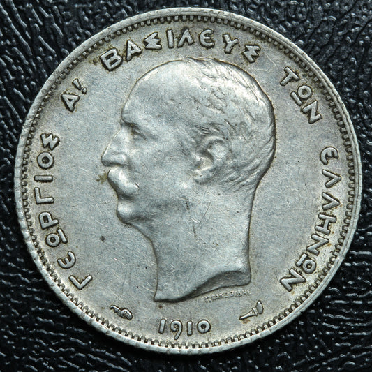 1910 Greece 1 Drachma Silver Coin - KM# 60