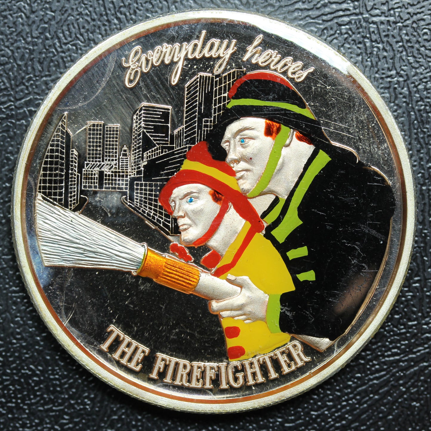 1 oz .999 Fine Silver Proof Everyday Heroes The Firefighter Round - Colorized
