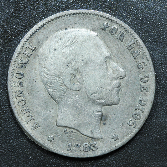 1883 20 Centimos Philippines Silver Coin - Alfonso XII - KM# 149