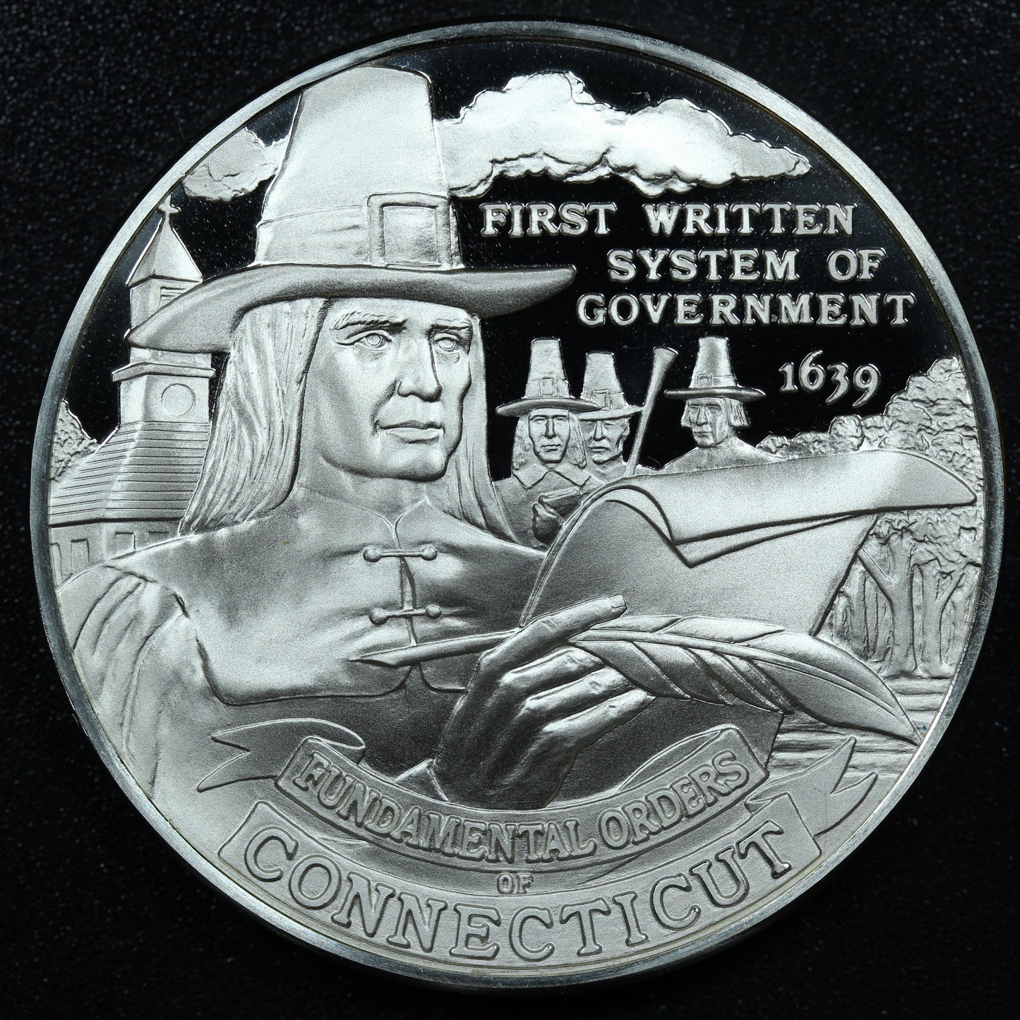 Franklin Mint 50 State Bicentennial Medal - CONNECTICUT Sterling Silver Proof w/ Capsule