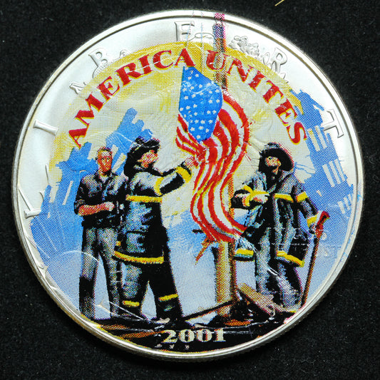 2001 American Silver Eagle $1 Bullion Coin .999 Fine 9/11 America Unites Heroes