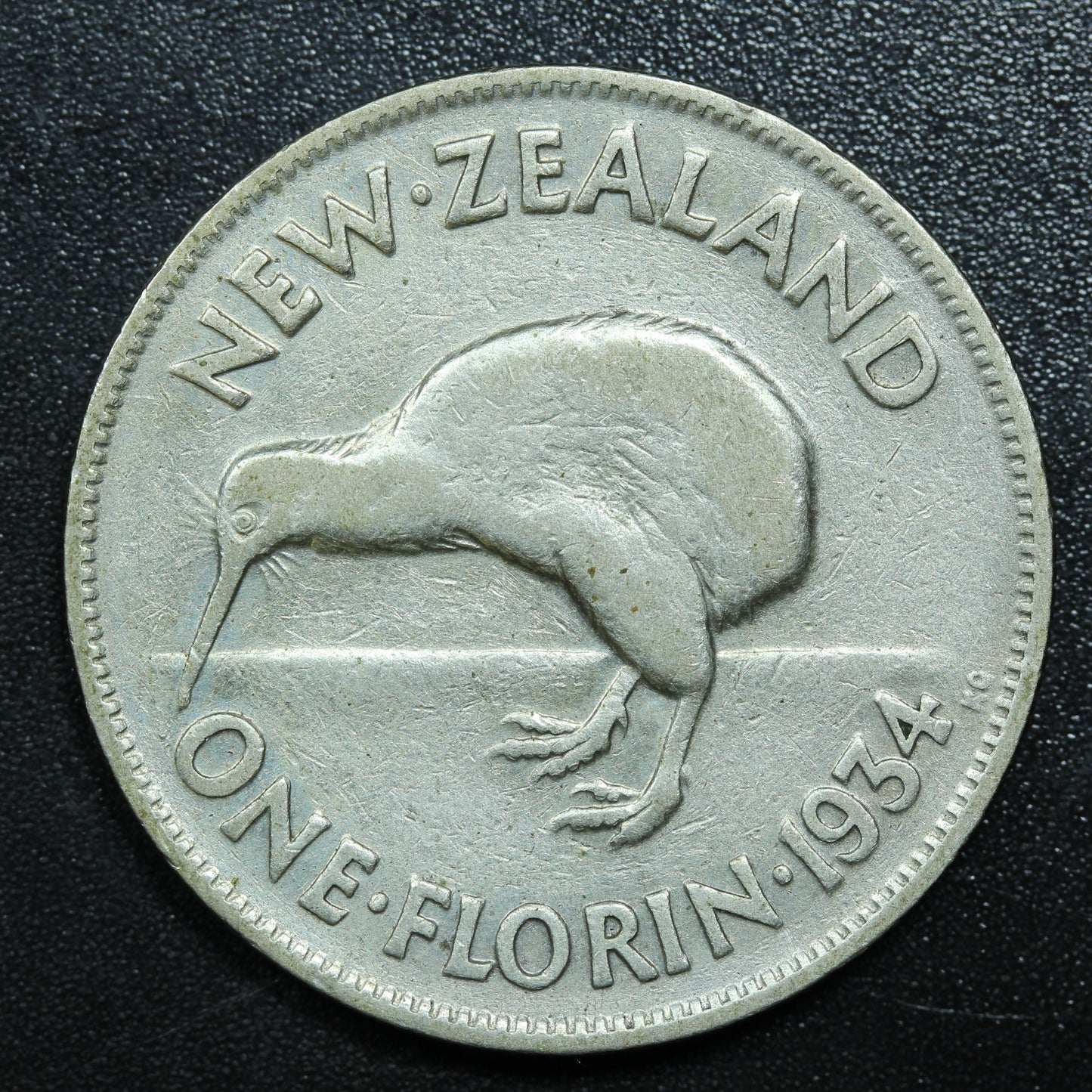 1934 New Zealand NZ 1 Florin Silver Coin - KM# 4