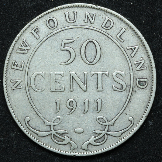1911 Newfoundland 50 Cents Silver Coin - George V - KM #12