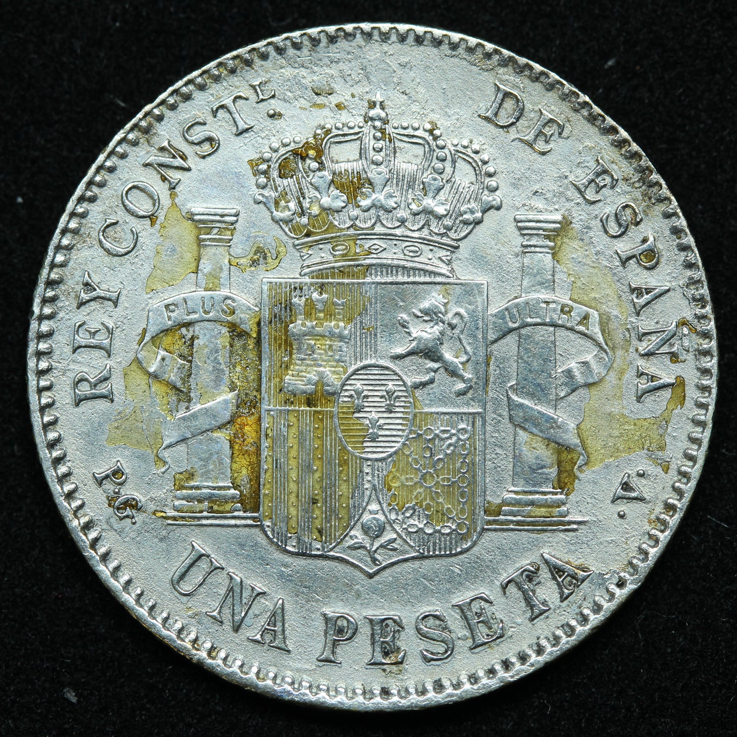 1896 Una Peseta Spain Silver Coin - ALFONSO XIII - KM# 706