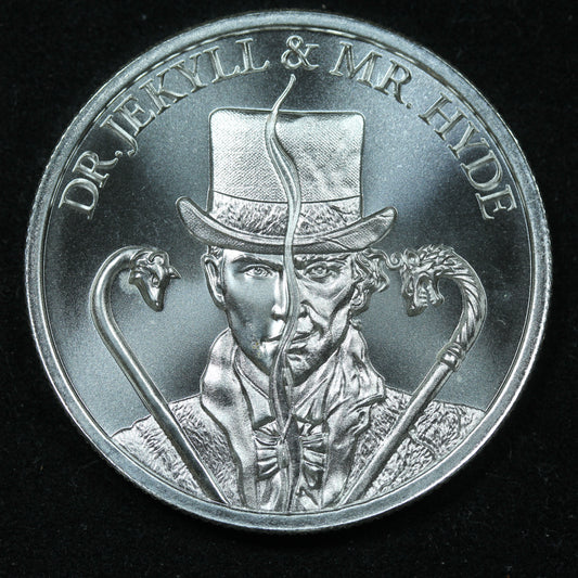 1 oz .999 Fine Silver Round - Intaglio Mint Dr. Jekyll & Mr. Hyde In Capsule