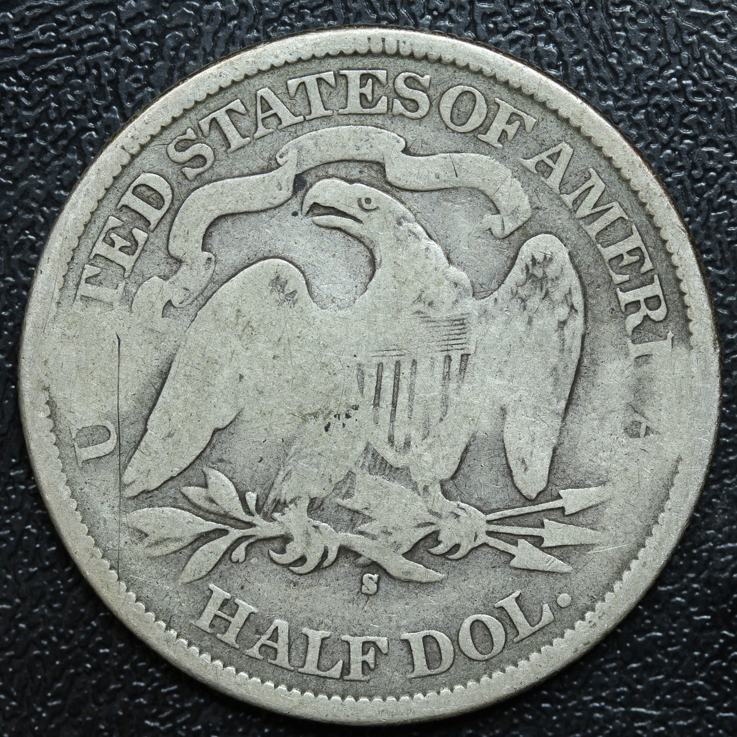 1875 S  Seated Liberty Silver Half Dollar "Robie" Stamp